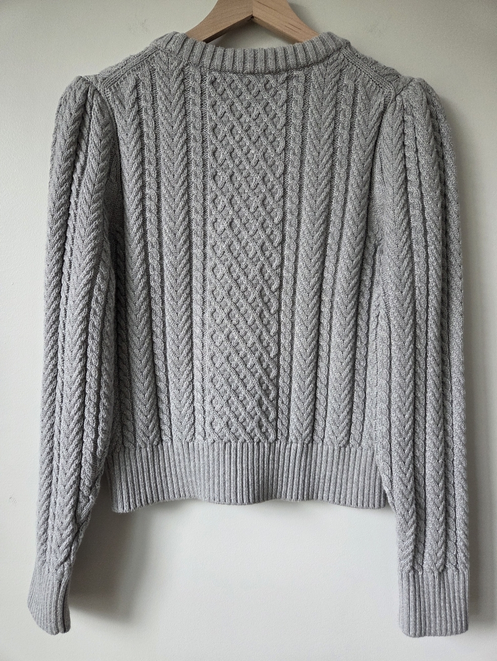 J. Crew Gray Pearl Embellished Cable Knit Sweater Womens Size Large - Picture 3 of 8
